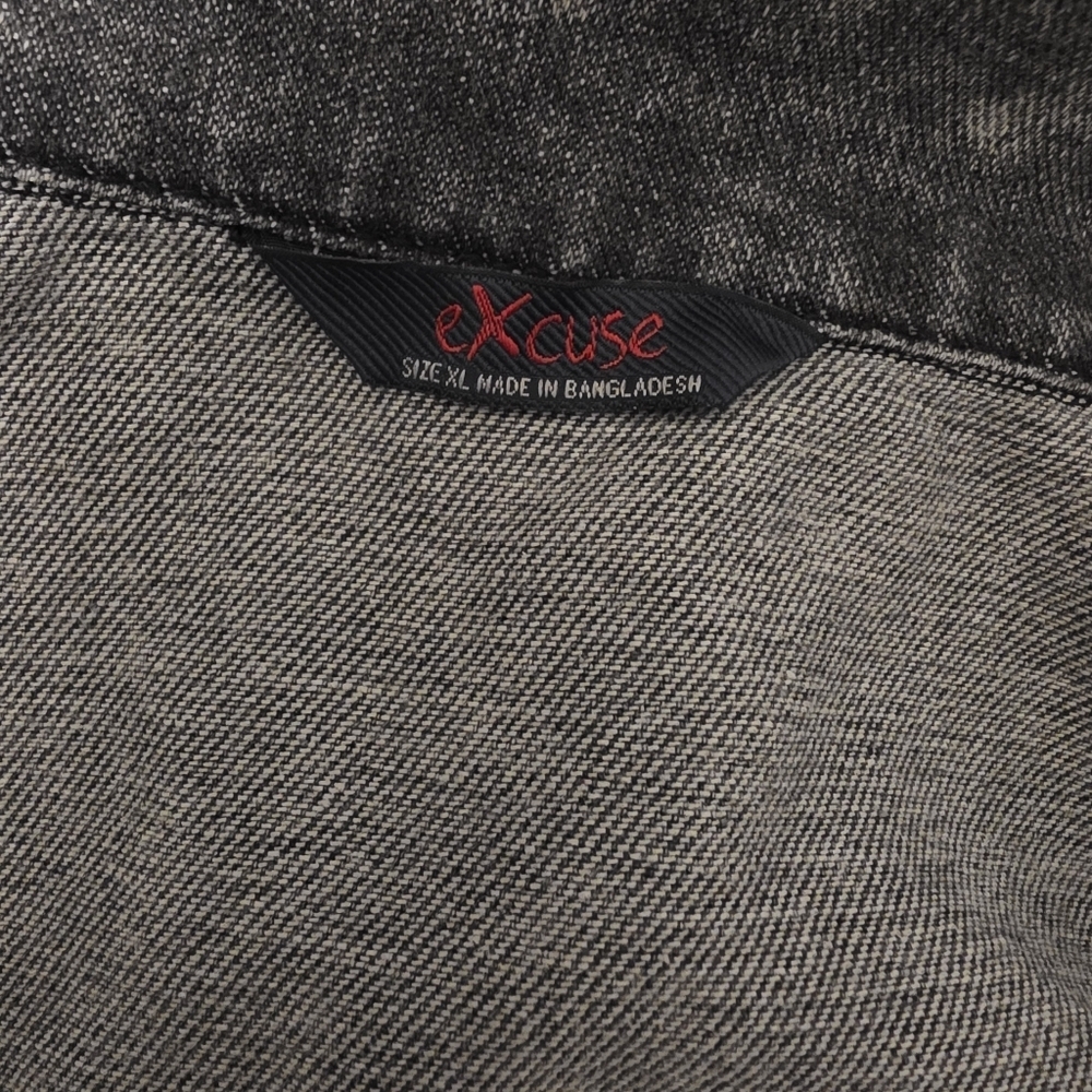 Excuse Gray Distressed Denim Jacket Size XL - Picture 4 of 7
